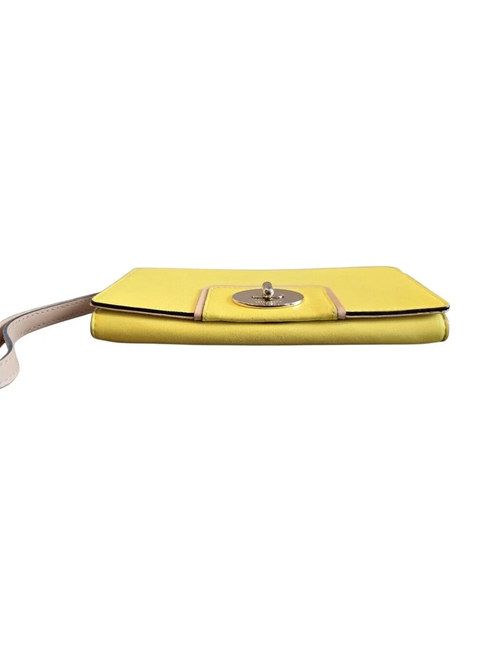 Kate Spade Mara Hampton Road Yellow Leather Turn Lock Wristlet Clutch Wallet